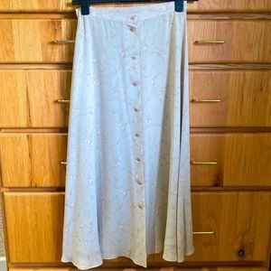 Vintage Calvin Klein Silk Button Flowy Floral Skirt Size 8